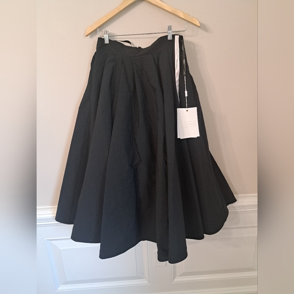 Mac Duggal The Bubbly Black Faille High Waisted Midi Full Circle Skirt Size S - Picture 2 of 8